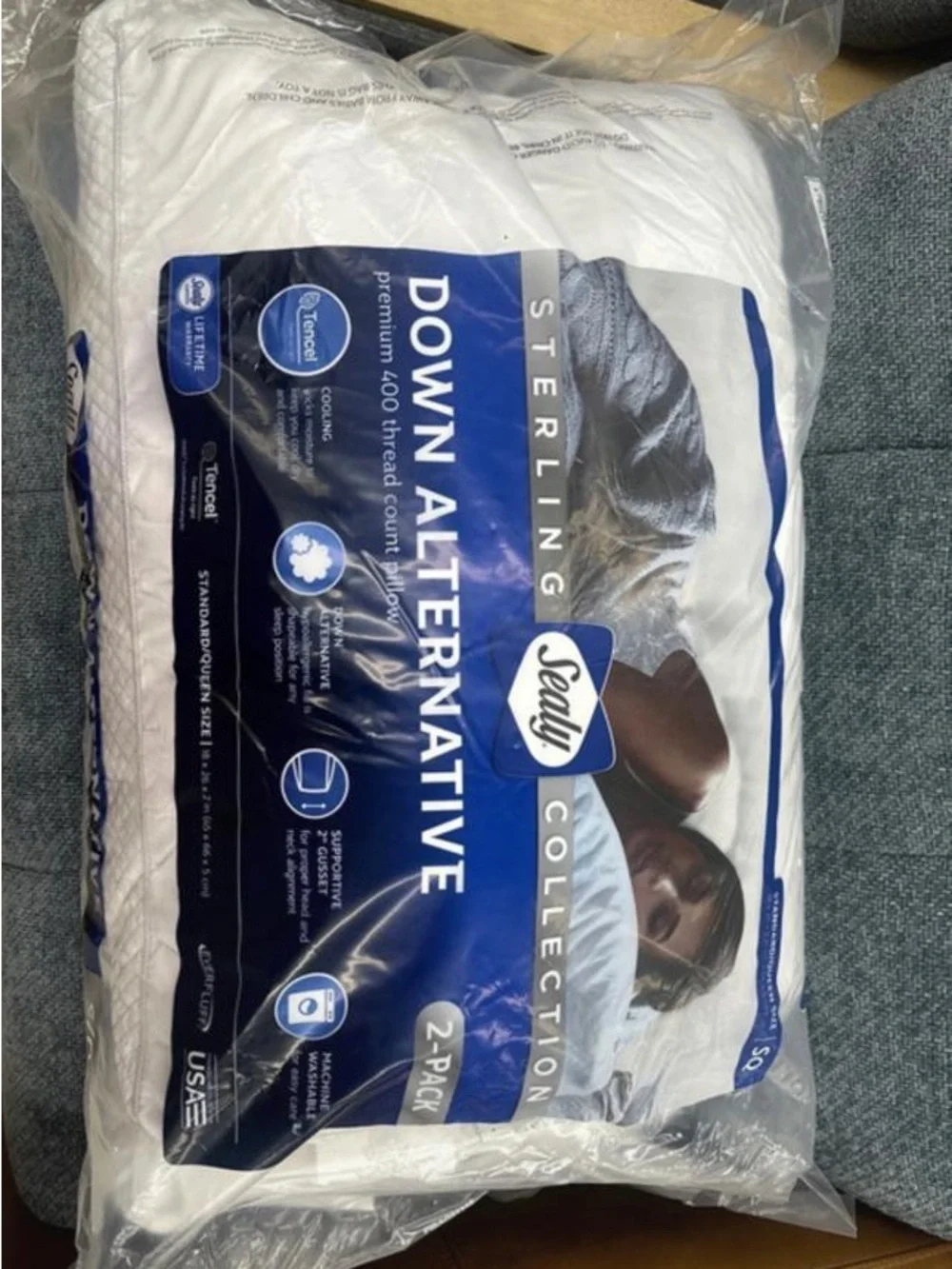 Sealy Sterling Collection White Down very comfy Alternative Pillow - 2 Pack